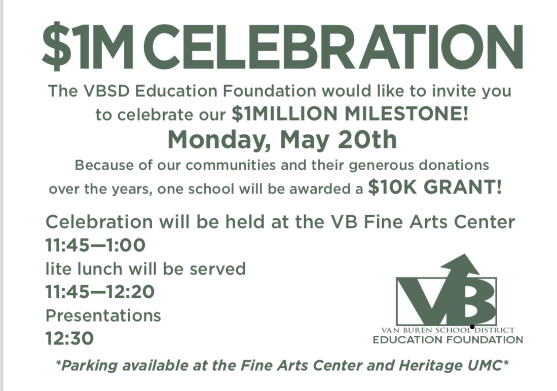 Van Buren Education Foundation to celebrate Million Dollar Milestone May 20
