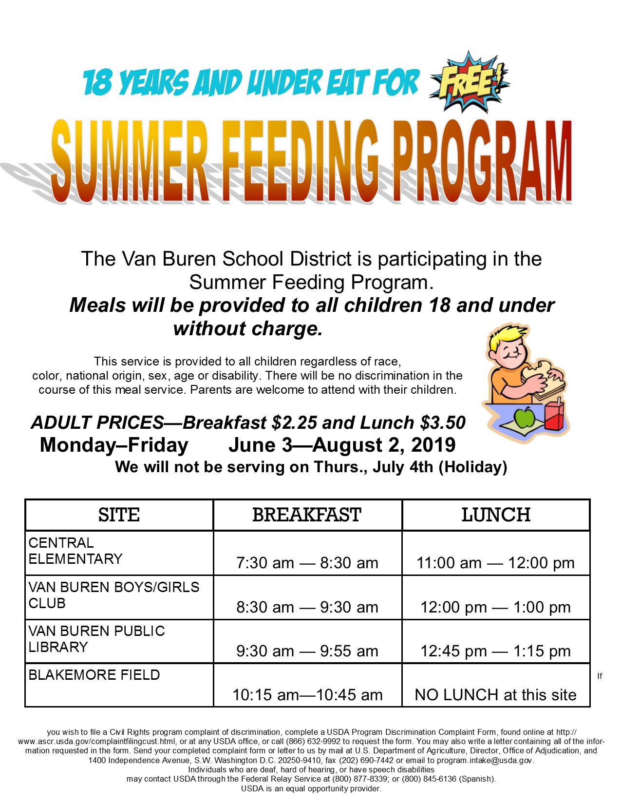 VBSD Summer Meals Program to kick off June 3