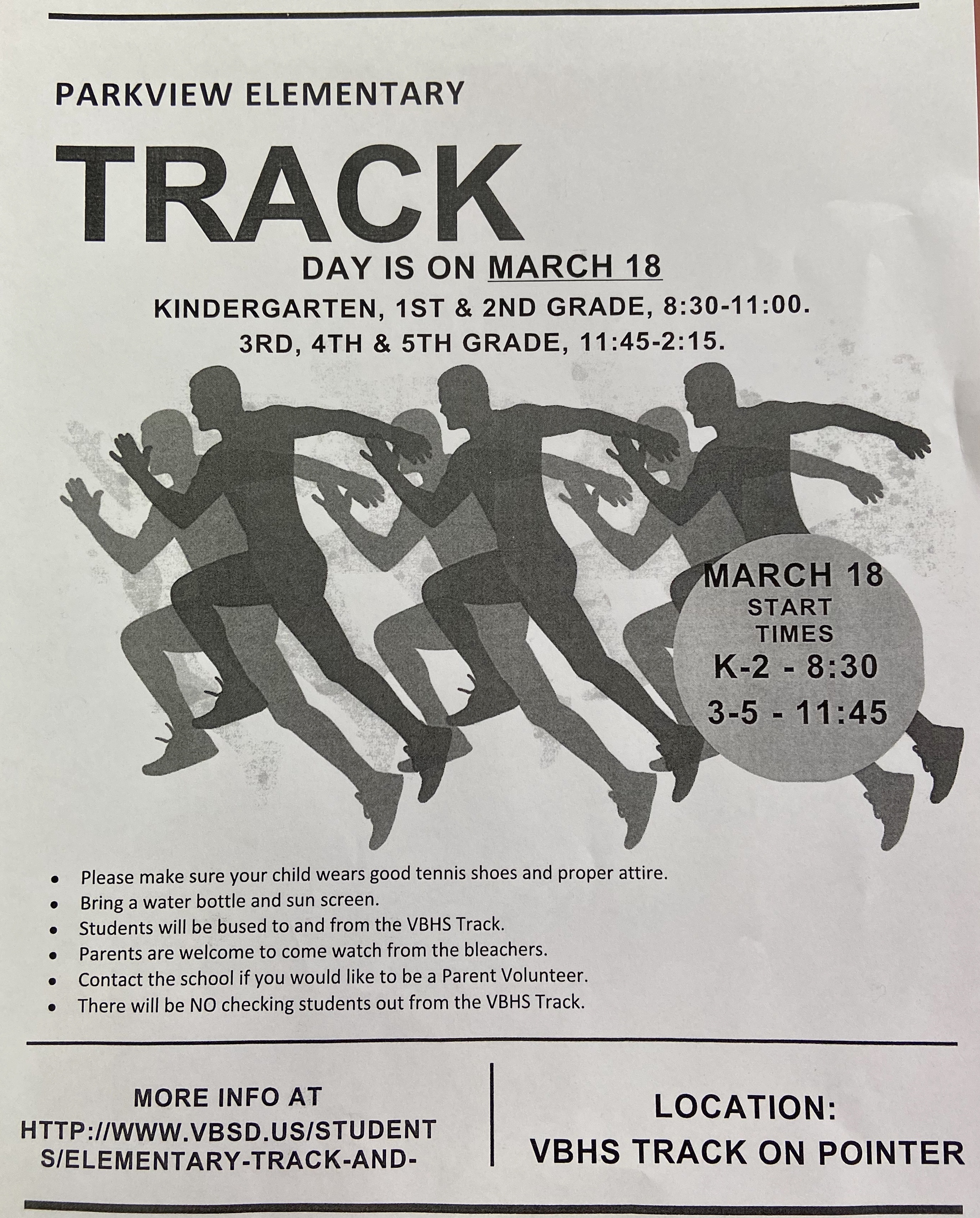 Parkview Track Day- Wednesday, March 18, 2020