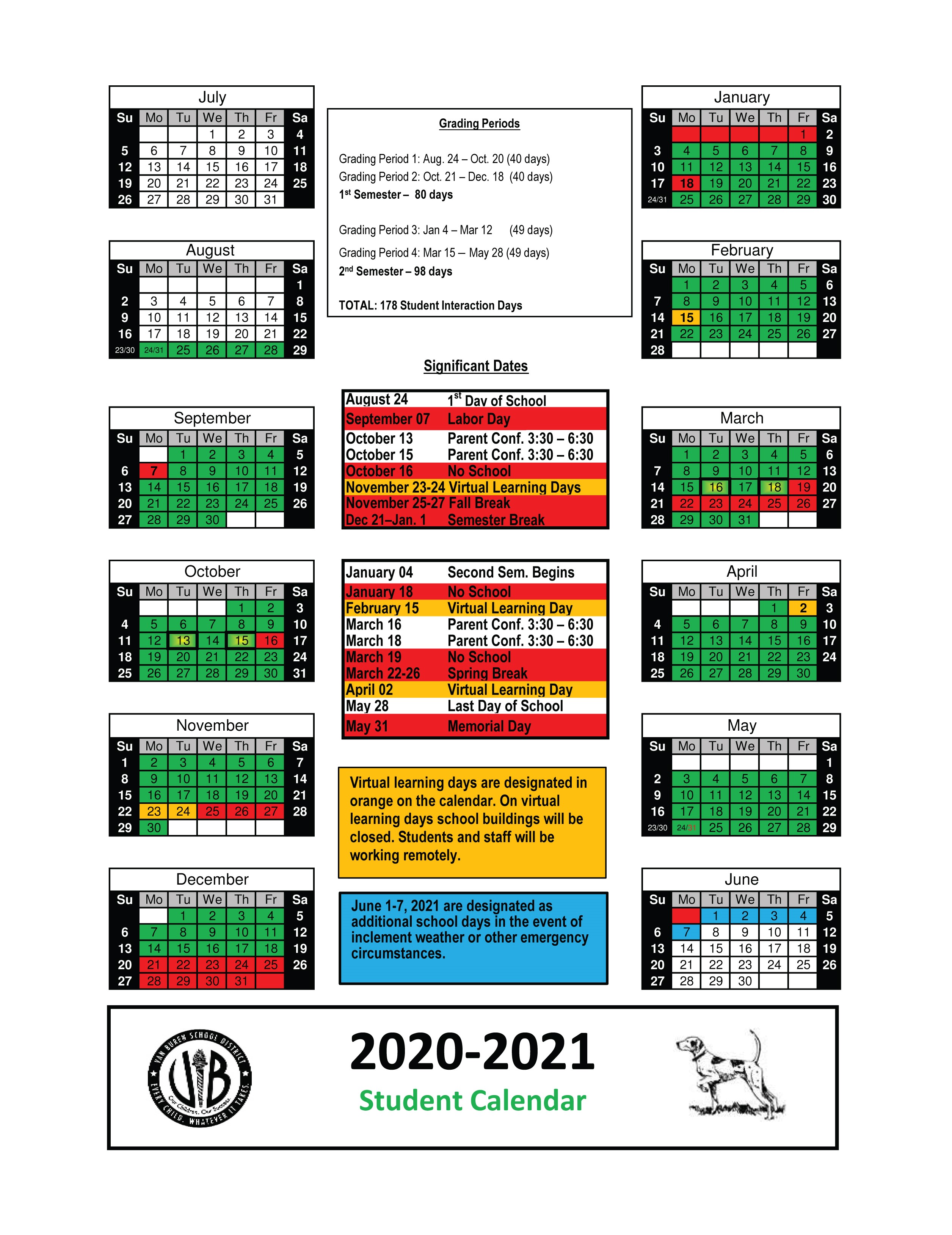 Uark Fall 2022 Calendar Van Buren School District |
