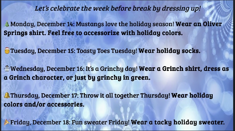 Dress up Week! 12/14-12/18