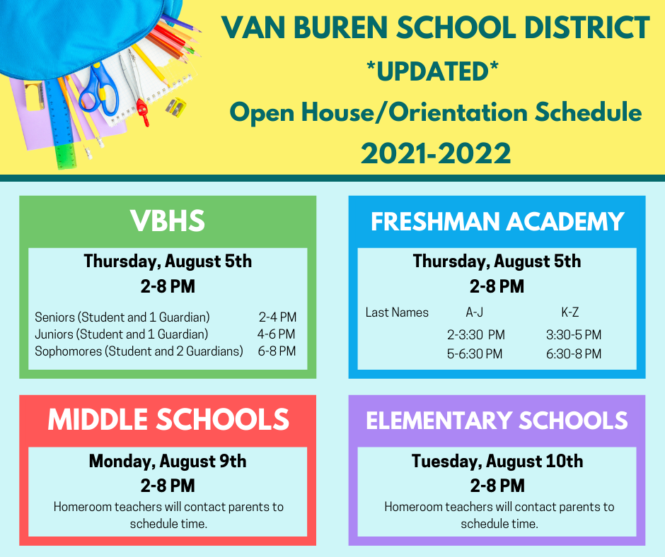 VBSD 2021-22 Open Houses and Orientations 