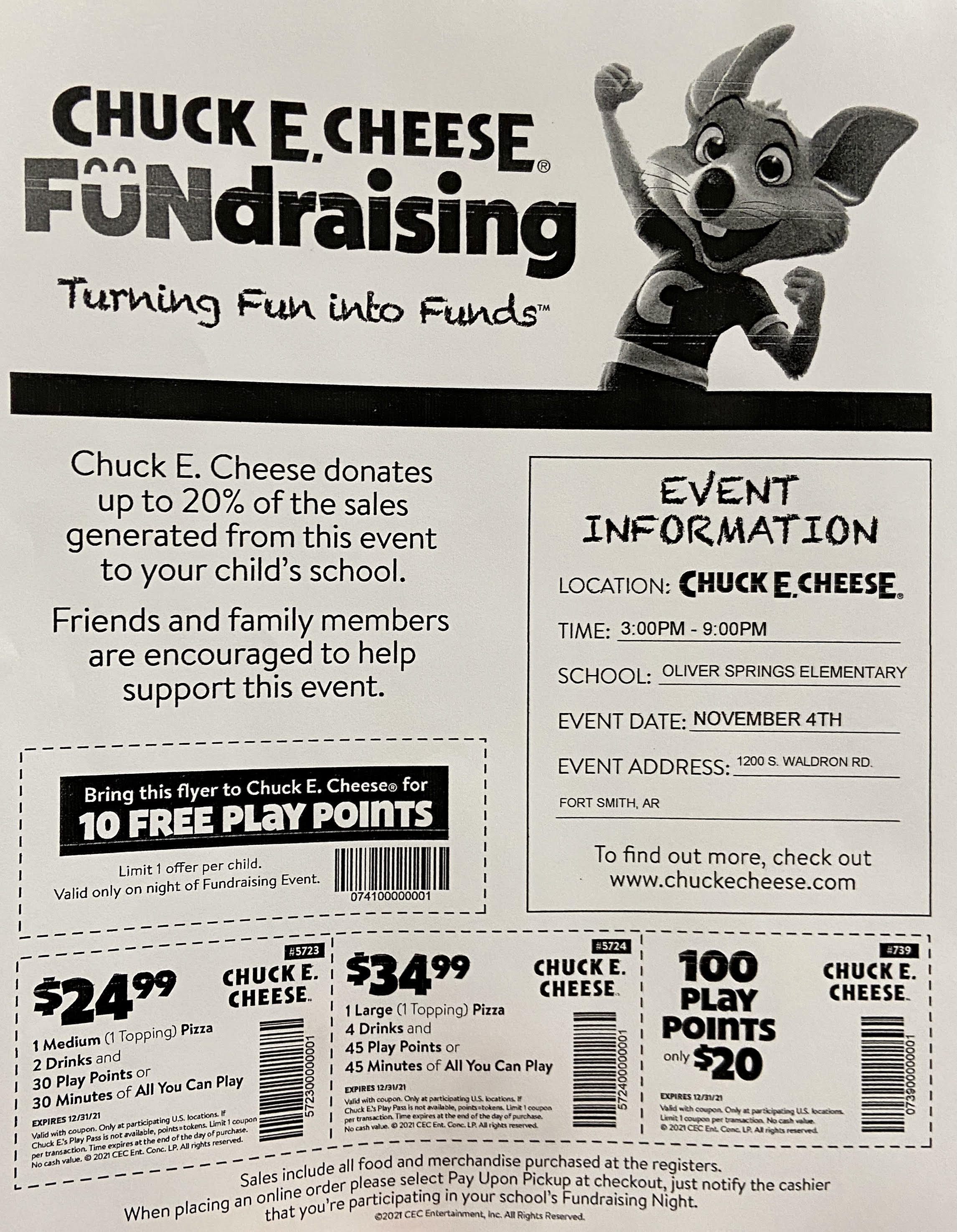 Chuck E. Cheese PTA Fundraising Event