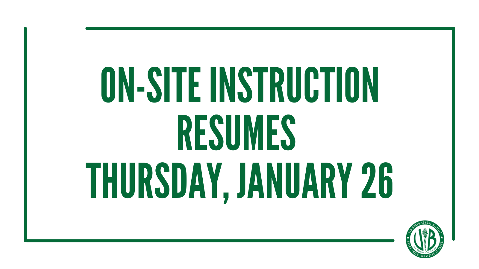 VBSD to resume on-site instruction Thursday, January 26