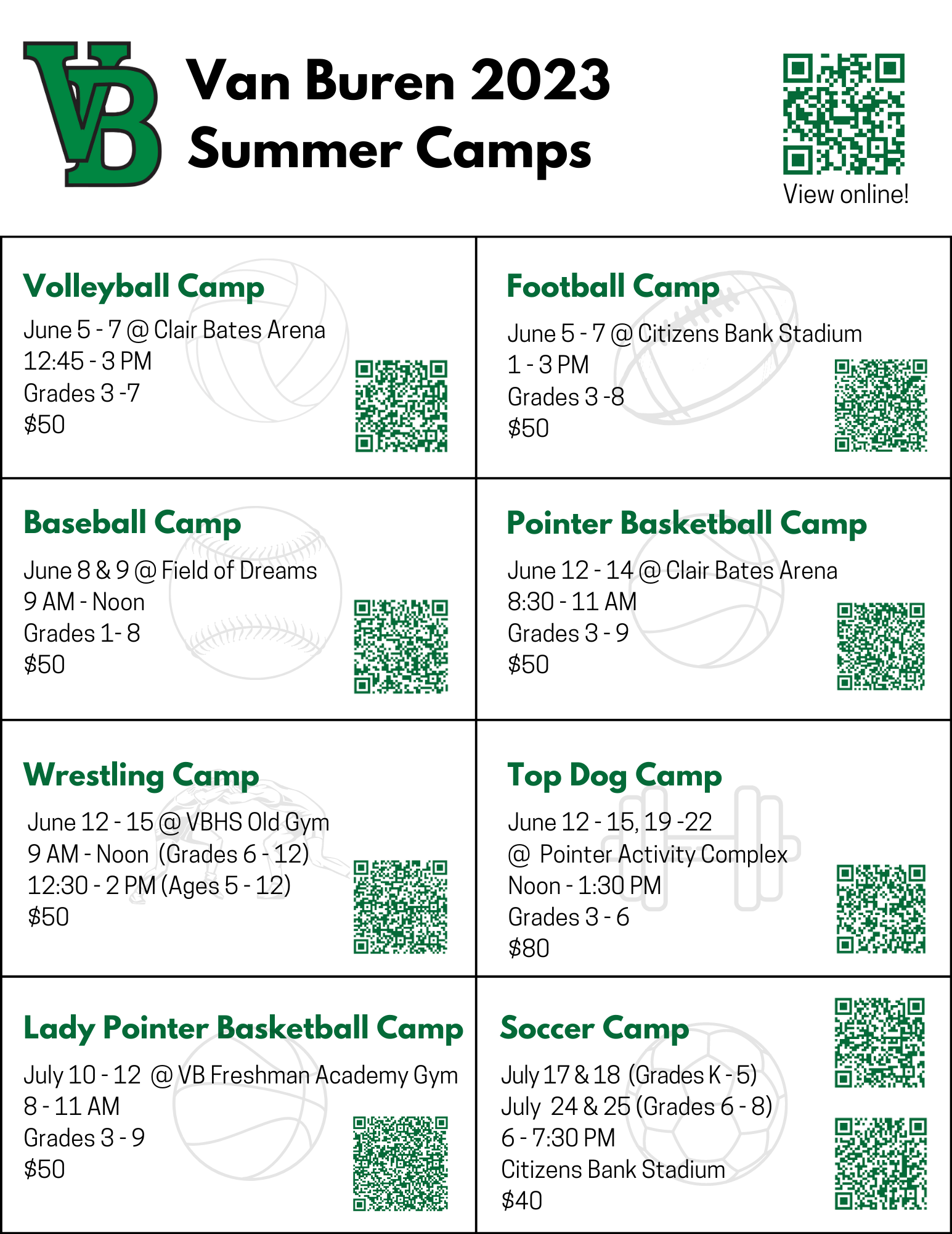 VBSD Summer Sports Camp dates announced 